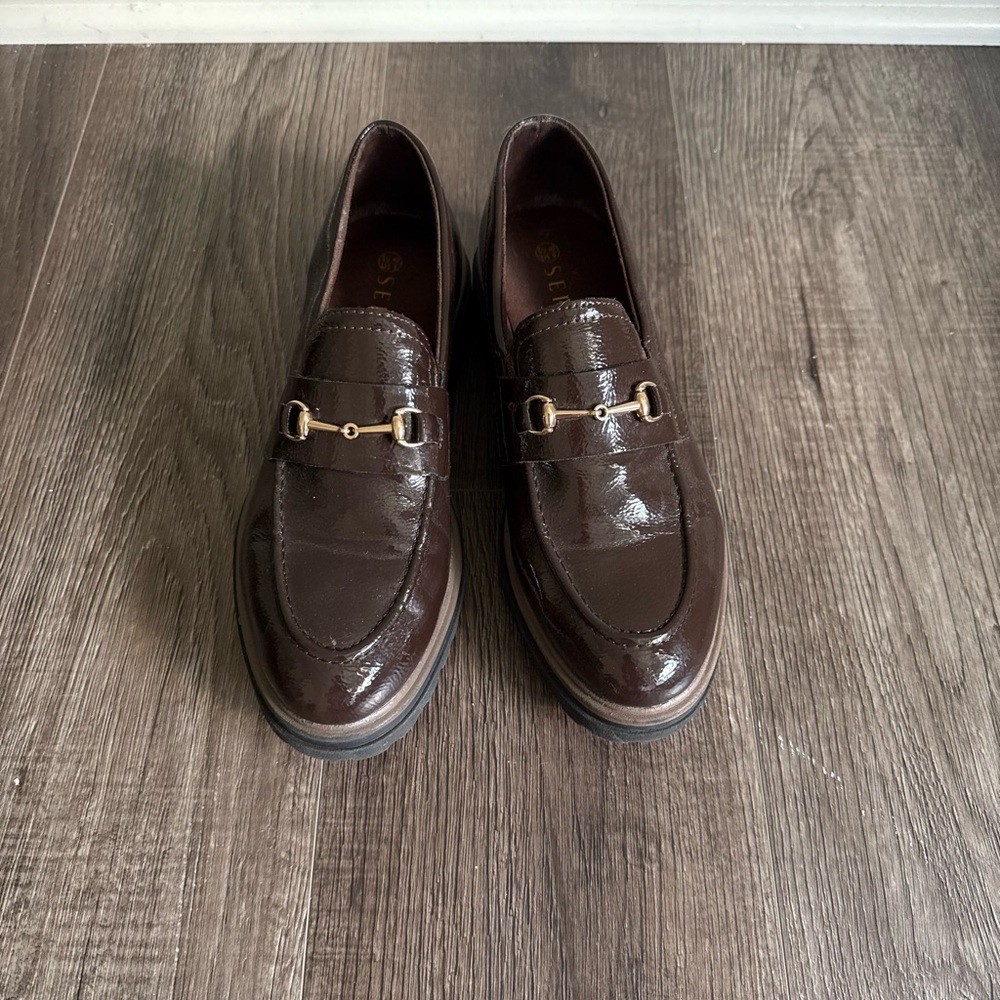 Serra Dark Brown Loafers with Gold Accents
